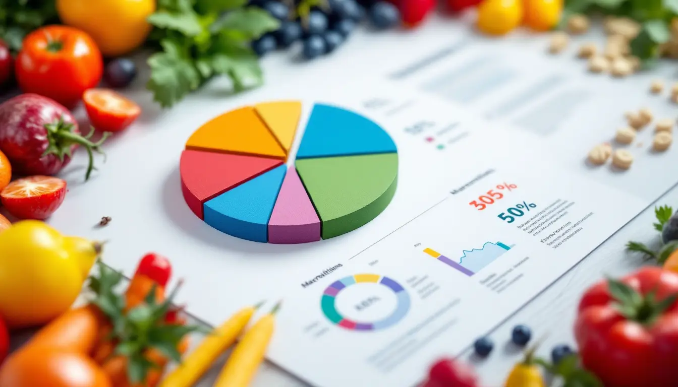 Distribuição ideal de macronutrientes na dieta com percentuais claramente indicados